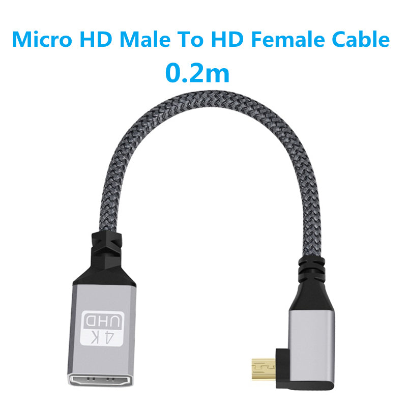 HDMI Female to Micro HDMI Male Adapter Cable 4K/60Hz UHD Converter Nylon Braided Cord HDMI Female to Micro HDMI Male Adapter Cable 4K/60Hz UHD Converter Nylon Braided Cord